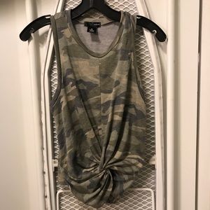 Camo tank top with scrunchie detail in front